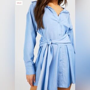 BOOHOO TIE WAIST WRAP DRESS